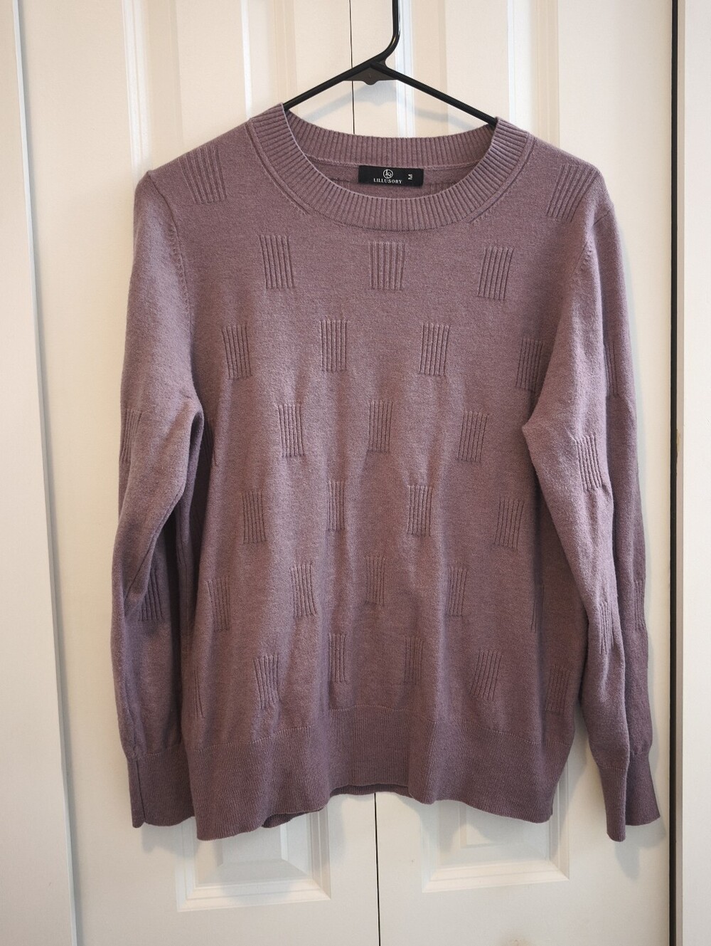 Lillusory Lavender Textured Crewneck Lightweight Sweater